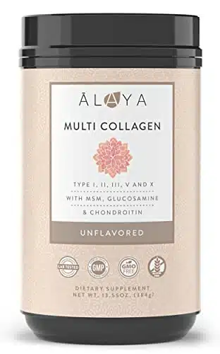 Alaya Multi Collagen Powder   Type I, II, III, V, X Hydrolyzed Collagen Peptides Protein Powder Supplement with MSM + GC (Unflavored) (Servings)