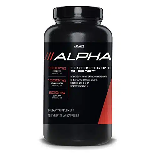 Alpha JYM Testosterone Support  Male Vitality, Hormone Optimization, Ashwagandha, Fenugreek, Eurycoma, Damiana, Quercetin, DIM  JYM Supplemental Science  Vegetarian capsules