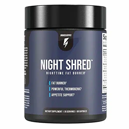 InnoSupps Night Shred  Night Time Fat Burner and Natural Sleep Support  Ashwaganda, HTP, CLA, Melatonin  Appetite Suppressant  Weight Loss Support (Vegetarian Capsules)