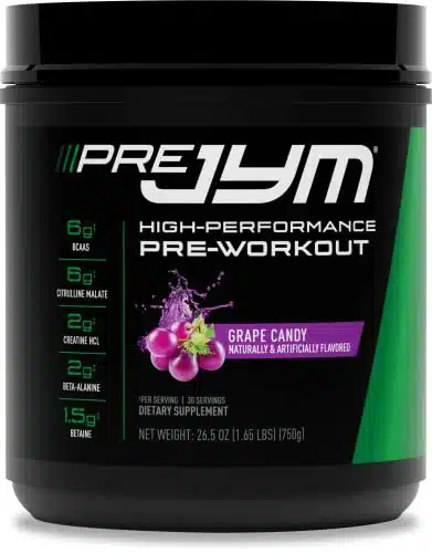 JYM Supplement Science Pre JYM Grape Candy Pre Workout Powder   BCAAs, Nootropics, Creatine HCI, Citrulline, Beta Alanine, Betaine, Taurine, Huperzine Servings