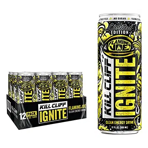 KILL CLIFF Ignite Clean Energy Drink  Joe Rogan Spicy Pineapple Fusion  Natural Caffeine From Green Tea  Electrolytes & B Vitamins  Zero Sugar  Keto  Pack (Flaming Joe)