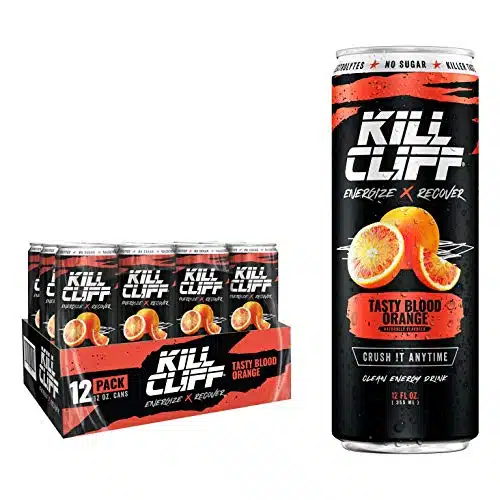 KILL CLIFF Recovery Drink, Natural, Clean Energy Drink, Keto Friendly, Low Carb, Sugar Free Recovery Drinks with Green Tea, B Vitamins, Enzymes, Electrolytes, Post Workout, Pack, Tasty Blood Orange