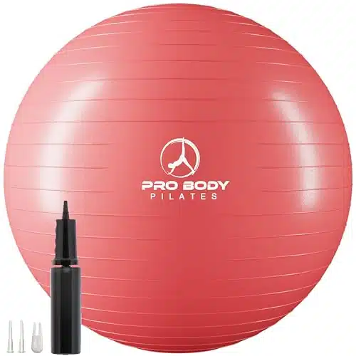 ProBody Pilates Ball Exercise Ball Yoga Ball, Multiple Sizes Stability Ball Chair, Gym Grade Birthing Ball for Pregnancy, Fitness, Balance, Workout and Physical Therapy (Red, cm)