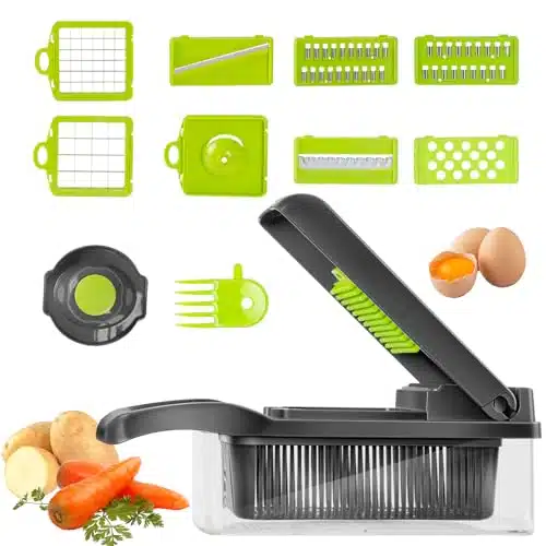 Vegetable Chopper Multifunctional in Veggie Slicer Dicer Veggie Chopper Cooking Accessories Gadget Stuff Salad Maker Dicing Potato Fruit Chopper With Container Pro Onion Chopper Carrot Garlic