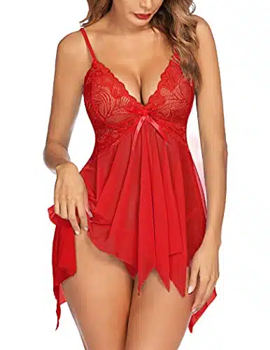 Avidlove Valentines Lingerie For Women For Sex Play Slutty Lingerie for Sex Lace Babydoll Lingerie Red S