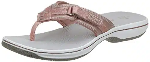 Clarks womens Breeze Sea Flip Flop, Rose Gold,