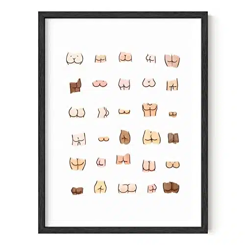 HAUS AND HUES Funny Bathroom Art Funny Bathroom Decor Butts Collage Cute Bathroom Decor Art Print Funny Bathroom Sign Funny Bathroom Wall Art Funny Bathroom Poster  x UNFRAMED (Butts)