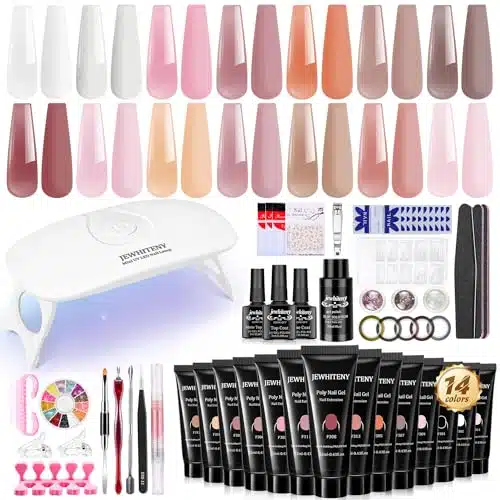 JEWHITENY Poly Extension Gel Nail Kit PCS Poly Gel With Mini Nail Lamp Poly Nail Gel Kit with Slip Solution Basic Poly Gel Nail Art Tools Nail Art Design Beginner Kit