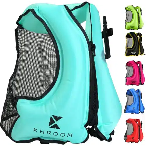 Khroom Inflatable Snorkel Vest Adults and Teenagers   lbs lbs  Weighs only Grams  Buoyancy Jacket for Snorkeling and SUP   Snorkel Jacket, Buoyancy Aid, Buoyancy Vest Turquoise