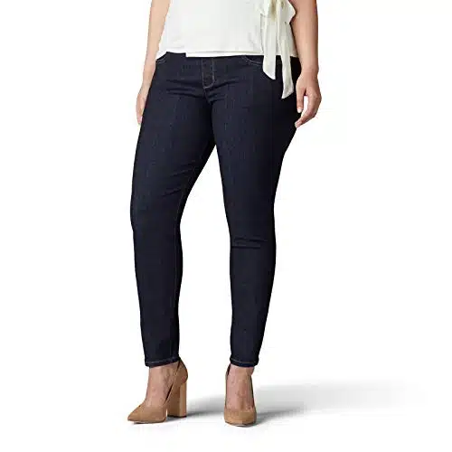 Lee Women's Plus Size Sculpting Slim Fit Skinny Leg Pull on Jean, Slumber,  Petite