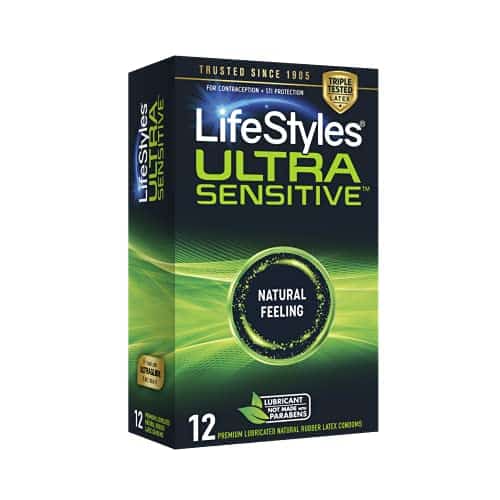 LifeStyles Ultra Sensitive Natural Feeling Lubricated Latex Condoms, Count (Packaging May Vary)