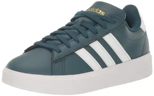 adidas Women's Grand Court Cloudfoam Lifestyle Comfort Sneaker, Arctic NightWhiteGold Metallic,