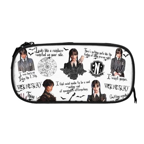 AolaZW High Capacity Zipper Pencil Bag, Jenna Cute Ortega Pen Case Pouch Students Organizer