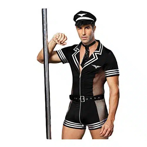 BlueSpace Men's Policeman Costume Sexy Cop Cosplay Uniform Set Role Play Costumes Lingerie for Halloween Party