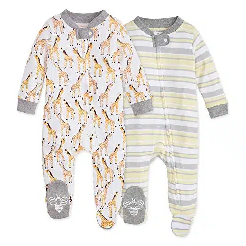 Burt's Bees Baby Sleep and Play PJs, % Organic Cotton One Piece Zip Front Romper Jumpsuit Pajamas