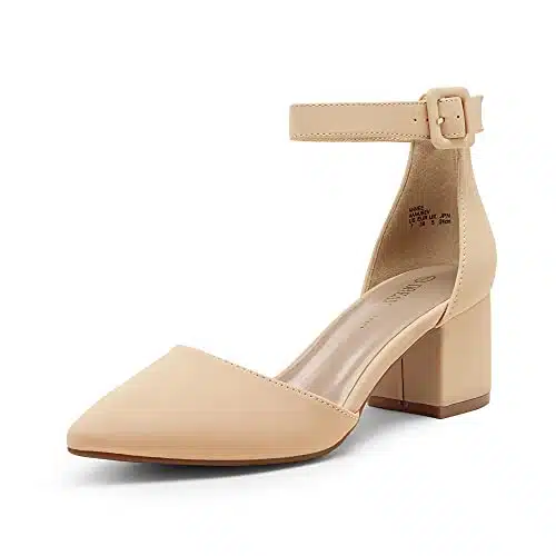 DREAM PAIRS Women's Annee Nude Nubuck Low Heel Pump Shoes    US