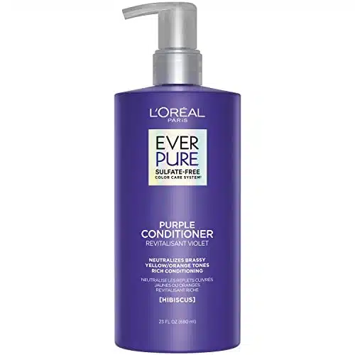 LâOrÃ©al Paris Sulfate Free Purple Conditioner, Tones Blonde and Bleached Hair, Neutralizes Brass, Vegan, Fl Oz