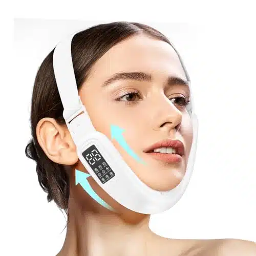 NEPEREZE Electric Double Chin Wrinkle Remover and V Face Device with odes and Gear Adjustable Intensities   Intelligent Skin Tightening Device for Women's Facial Care and Lifting Saggy Skin