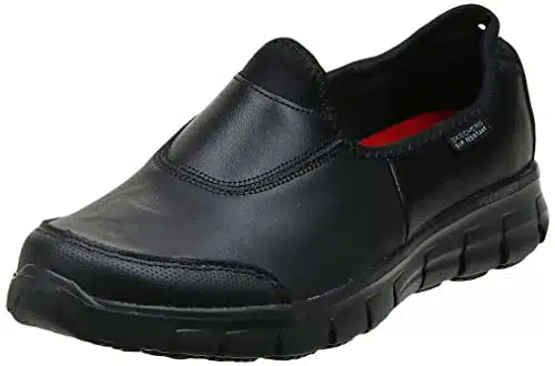 Skechers Women's Sure Track Lightweight Slip Resistant Slip On Work Shoe Black  US