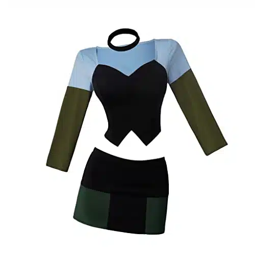 VintageCos Women's Total Drama Island Gwen Cosplay Costume Suits Crop Top with Mini Skirt Hot Outfits