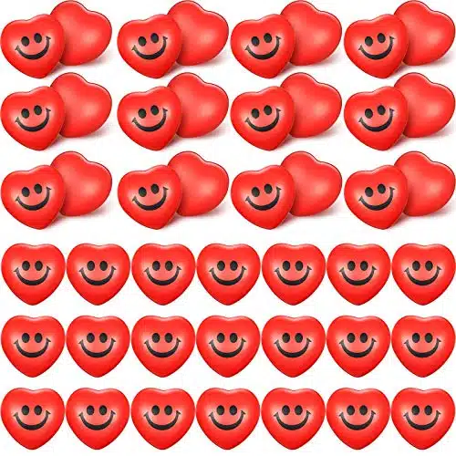 Yaomiao Pieces Valentine's Day Heart Smile Face Stress Balls Heart Shaped Mini Foam Balls Smile Stress Balls for School Carnival Reward Valentine Party Present Fillers