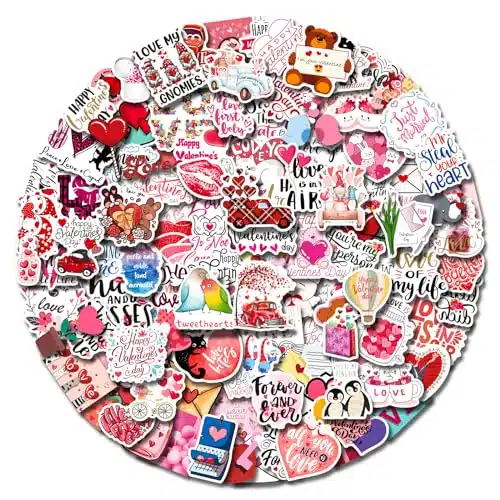 AOWDIAO Pcs Valentine's Day Stickers   Cute Valentines Vinyl Stickers for Kids and Adults   Perfect for Valentines Gifts, Party Favors, and Classroom Exchange