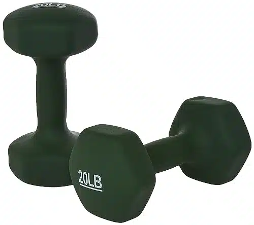 Amazon Basics Neoprene Coated Dumbbell Hand Weight Set, Pound, Set of , Dark Green, lb