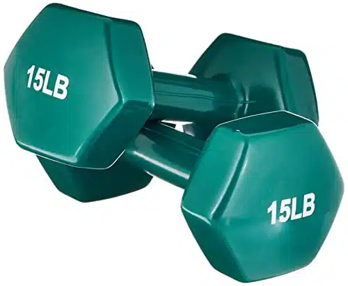 Amazon Basics Vinyl Hexagon Workout Dumbbell Hand Weight, Pound, Pound   Set of , Teal