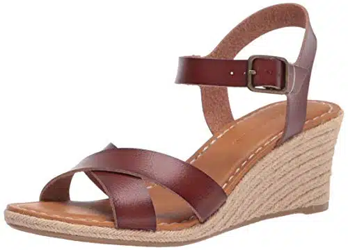 Amazon Essentials Women's Espadrille Wedge Sandal, Brown,