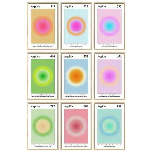 Aura Angel Numbers Poster Sets of for Home Room Decor Aesthetic   Minimalist Wall Art, Positive Inspirational Quotes Poster Prints, and Aesthetic Posters for Bedroom   xin. Laminated, No Frame