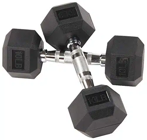 Balancefrom Rubber Encased Hex Dumbbells, LB, Pair