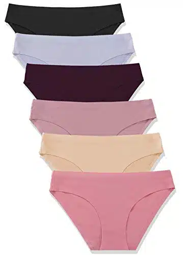 FINETOO Pack Womens Seamless Hipster Underwear No Show Panties Invisibles Briefs Soft Stretch Bikini Underwears XS XL(L)