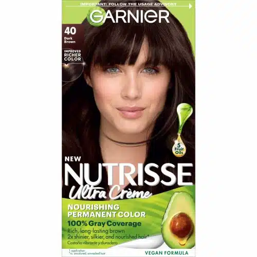 Garnier Hair Color Nutrisse Nourishing Creme, Dark Brown (Dark Chocolate) Permanent Hair Dye, Count (Packaging May Vary)