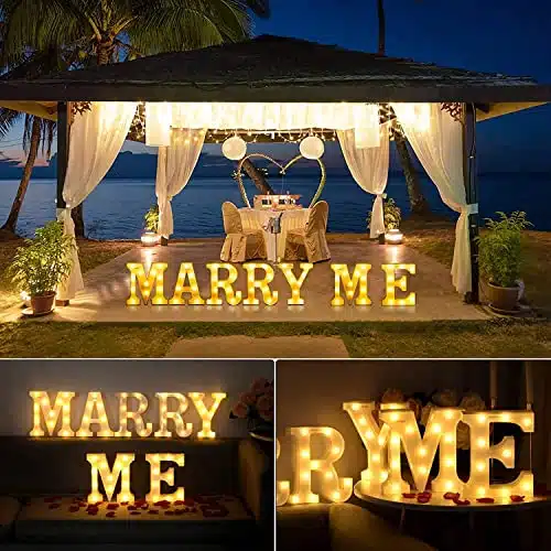 Gyunjux MARRY ME Sign,LED Light Up Letter, Valentine Gift   Light Up Marry Me Sign with Warm White LEDs   Proposal Sign, Will You Marry Me Sign, Wedding Sign, Engagement Sign,