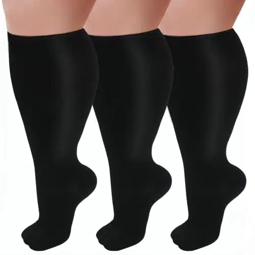 Pairs Plus Size Compression Socks for Women and Men Wide Calf mmhg Extra Large Knee High Support for Circulation