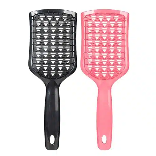 Pcs Unbrush Detangling Brush Tiktok Unbrush Hairbrush Hollow Holes Massage Hair Brush Dry Hair Wet Hair No Pulling Hair Brush Hair Brush Suitable for Women to Comb Curly HairPaddle (Pink, Black)