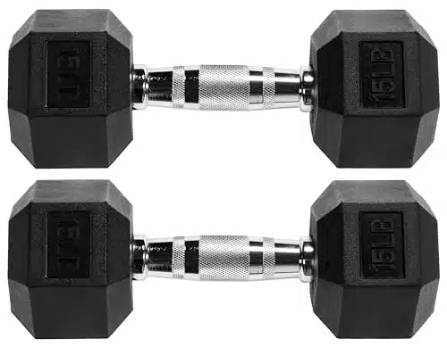 Signature Fitness Rubber Encased Hex Dumbbell, LB Pair