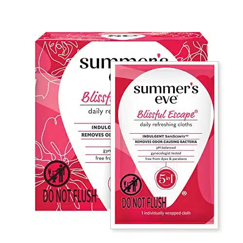 Summer's Eve Blissful Escape Daily Refreshing Feminine Wipes, Removes Odor, pH balanced, count