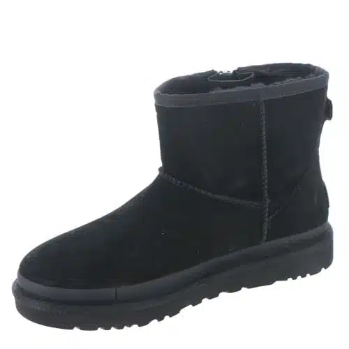 UGG Women's Classic Mini Zipper Tape Logo Boot, Black,