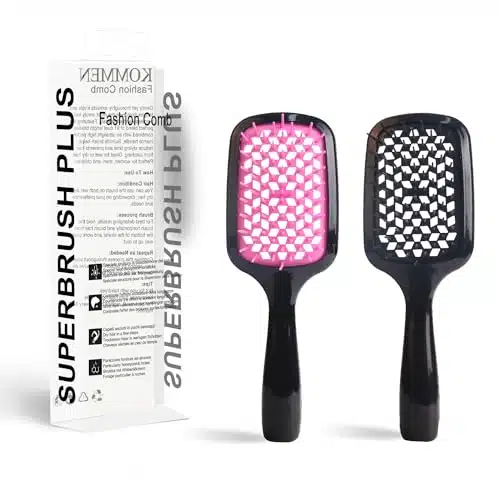 Unbrush Detangling Hair BrushUnbrush Wet Dry Vented Detangling Hair Brush Vented Wet Hair Brush for Women  man Glides Through Tangles Heating Brush for Wet, Thick, Curly, Straight Hair (Black+Pink)