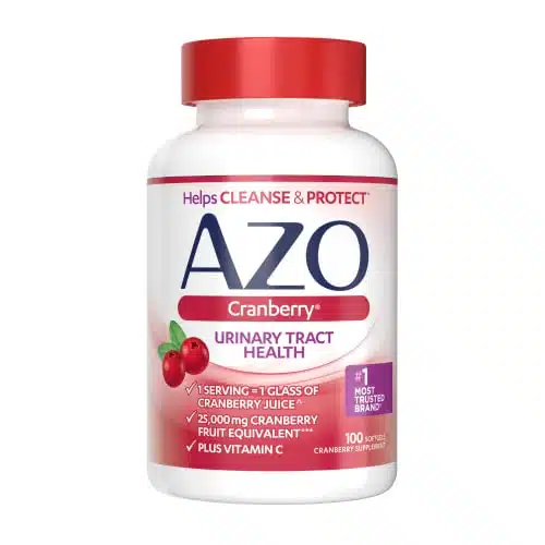 AZO Cranberry Urinary Tract Health Supplement, Serving = Glass of Cranberry Juice, Sugar Free Cranberry Pills, Non GMO Softgels