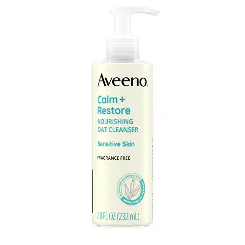 Aveeno Calm + Restore Nourishing Oat Face Cleanser for Sensitive Skin, Gentle Milky Cleanser with Nourishing Oat & Feverfew, to Preserve Skin's Moisture Barrier, Fragrance Fre