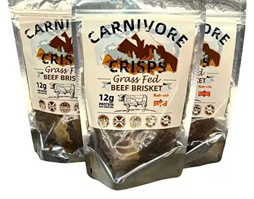 Carnivore Crisps beef brisket, () oz bag, g proteins per serving, made with Redmond Real Salt, carnivore diet approved, keto diet approved, Ounce (Pack of )