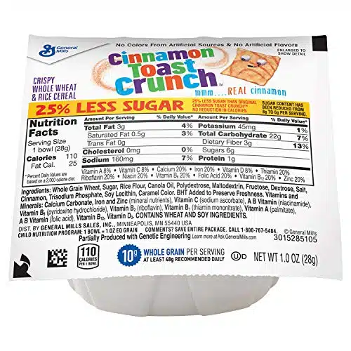 Cinnamon Toast Crunch Reduced Sugar Cereal Single Serve Bowl, Oz (Pack of )