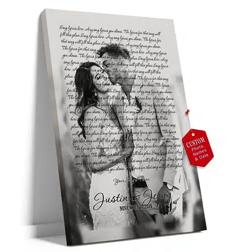 Custom Gift For Husband Song Lyrics Poster, Custom Lyrics And Photo Couple Wallart Song Lyrics Wall Art Personalized Canvas Vinyl Song Lyrics Framed Song Lyrics Wedding Song G