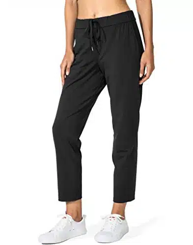 G Gradual Women's Pants with Deep Pockets Stretch Sweatpants for Women Athletic, Golf, Lounge, Work (Black, Large)