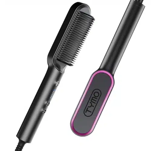 Hair Straightener Brush, TYMO Ring Hair Straightener Comb Straightening Brush for Women with Temps s Fast Heating & Dual Voltage