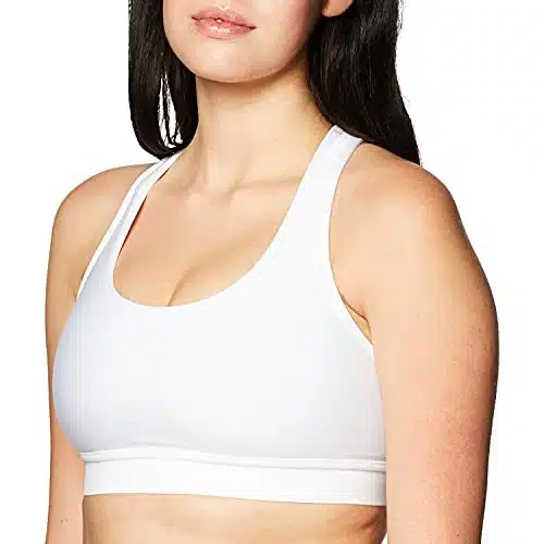 Hanes womens Compression Racerback Sports Bra, White, Large US