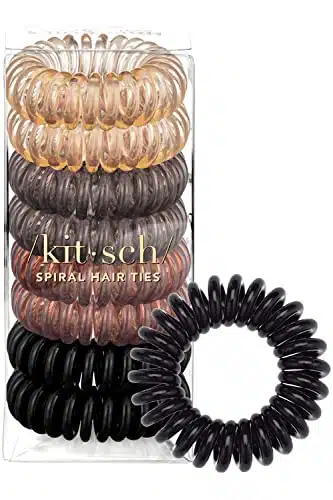 Kitsch Spiral Hair Ties for Women   Waterproof Ponytail Holders for Teens, Stylish Phone Cord Hair Ties & Hair Coils for Girls, Holiday Gift, Coil Hair Ties for Thick Hair & T