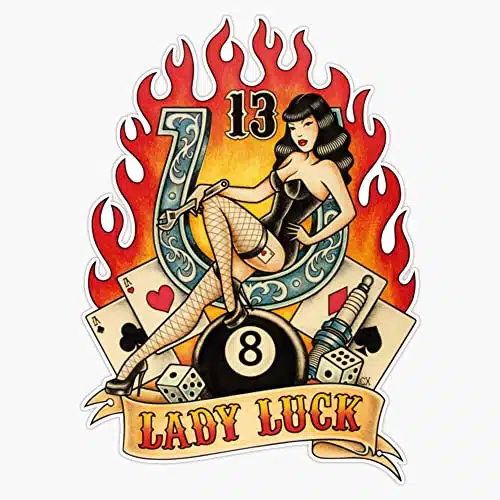 Lady Luck Tattoo Sticker Bumper Sticker Vinyl Decal